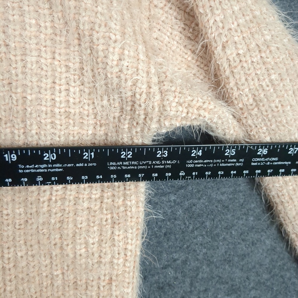 Calvin Klein Womens Peach Pink Cowl Neck Fuzzy Eyelash Knit Sweater Large L - Picture 10 of 11